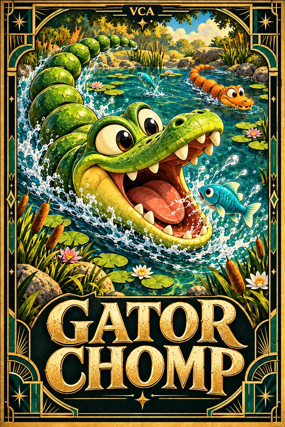 Supplied VCA illustrated promotional cover for Gator Chomp; artwork, not a gameplay screenshot