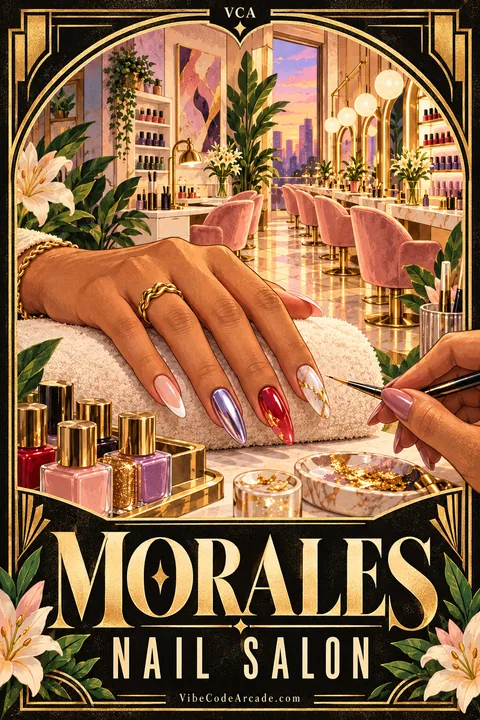 Supplied VCA illustrated promotional cover for Morales Nail Salon; artwork, not a gameplay screenshot