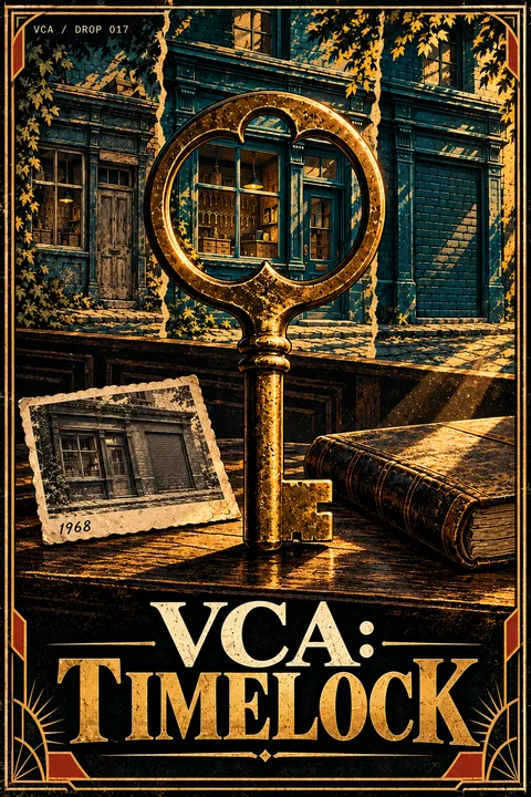 Supplied VCA illustrated promotional cover for VCA: TIMELOCK; artwork, not a gameplay screenshot