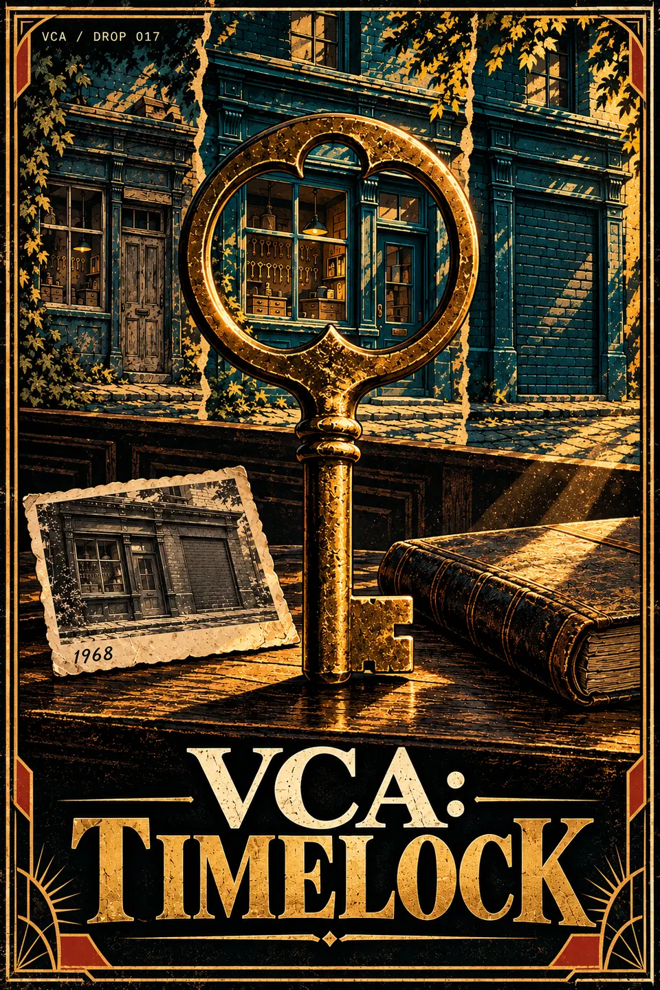 Supplied VCA illustrated promotional cover for VCA: TIMELOCK; artwork, not a gameplay screenshot