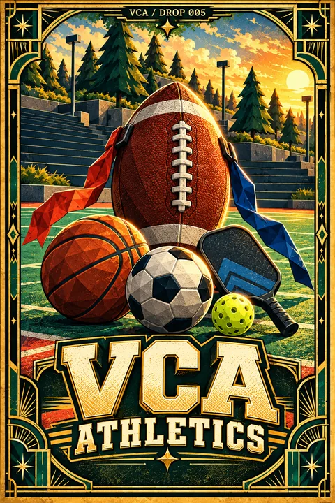 Supplied VCA illustrated promotional cover for VCA Athletics; artwork, not a gameplay screenshot